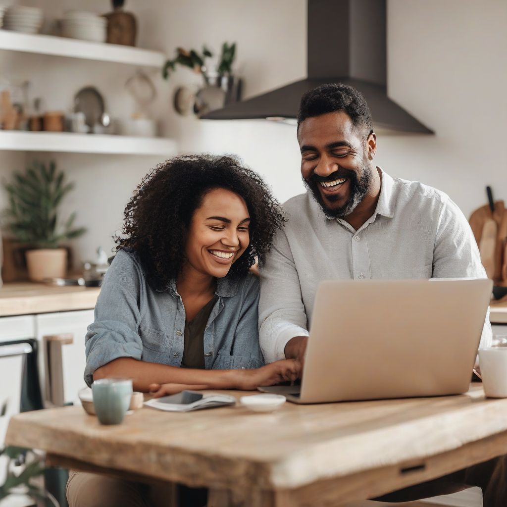 Couple Reviewing Life Insurance on Laptop