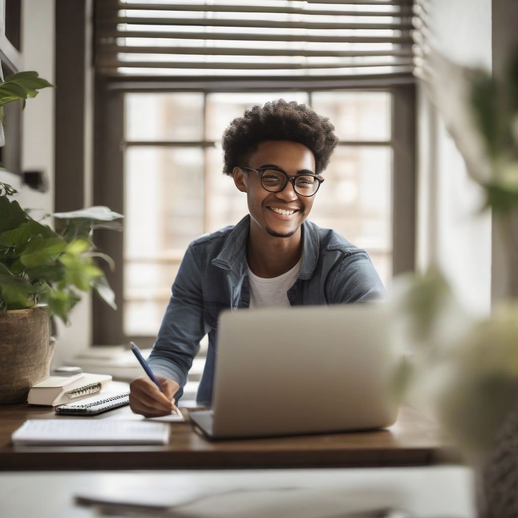 student studying on laptop