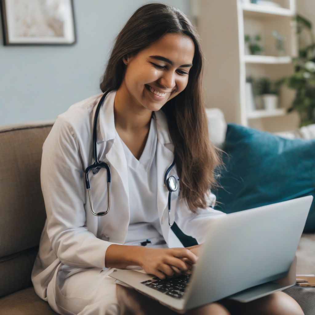 Student studying on laptop for online RN program