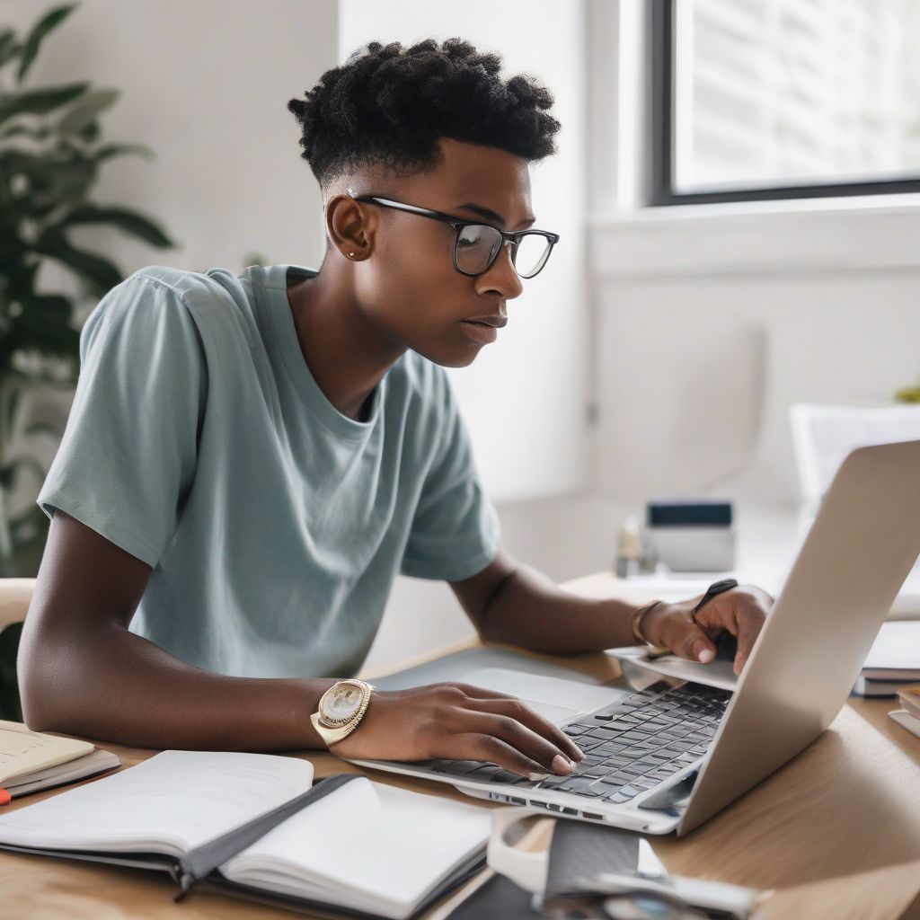 Student studying online